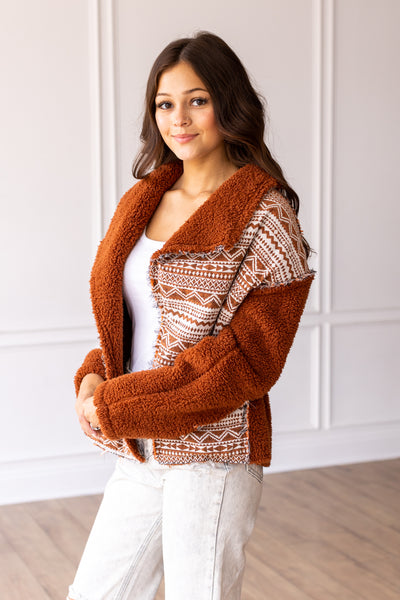 Tan Sherpa With Aztec Details