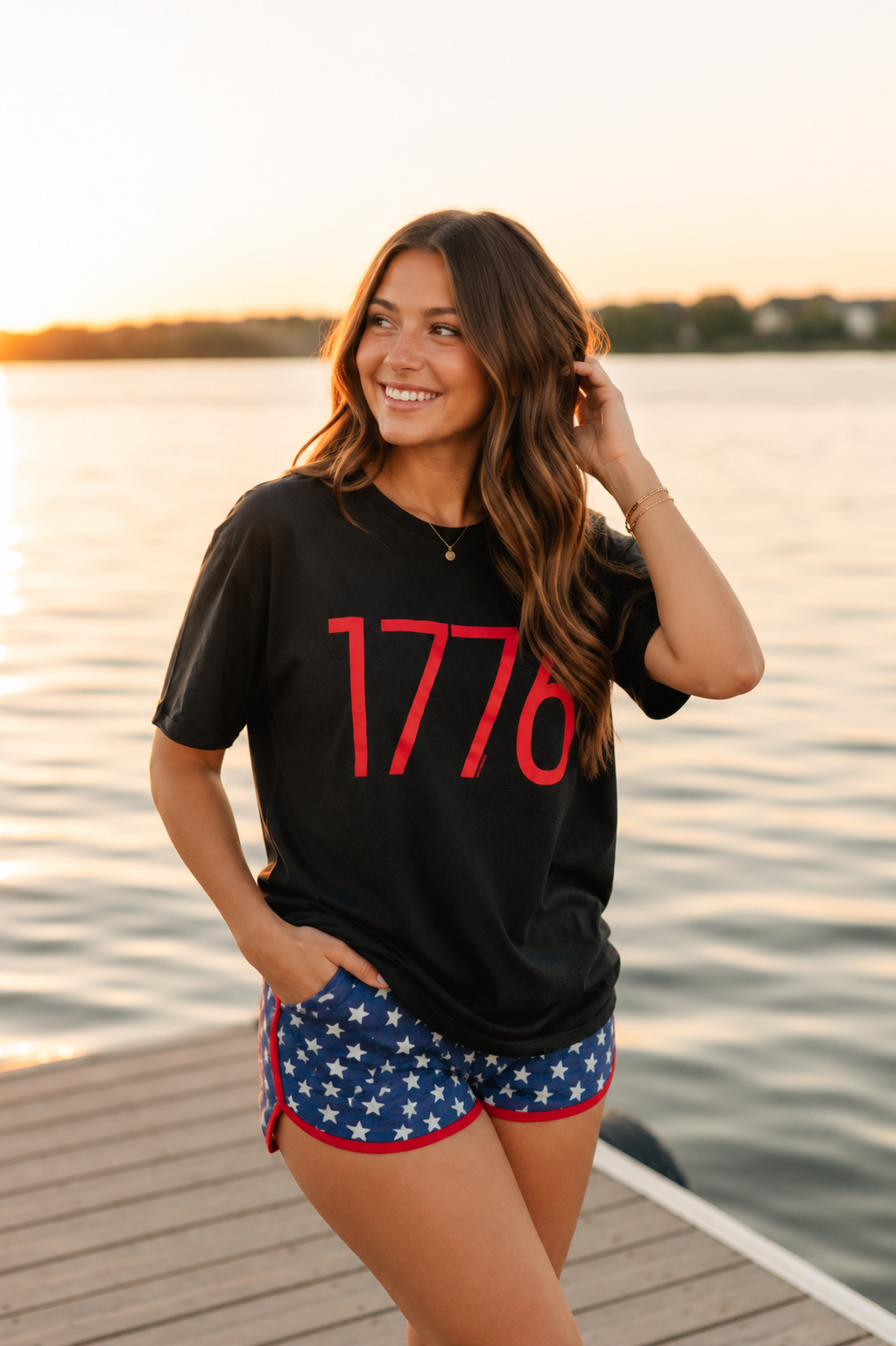 1776 on Black Tee Shirt Blank