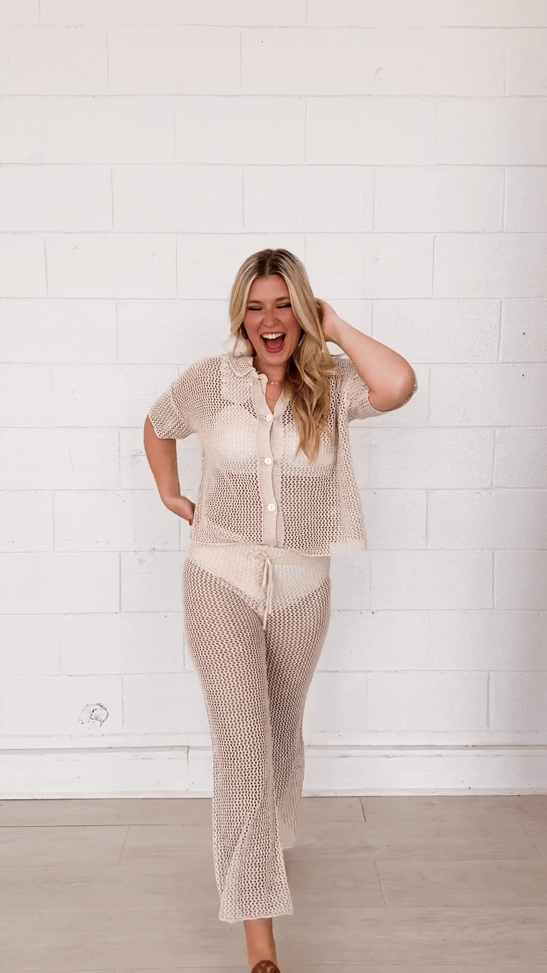 Cover-Up Crochet Shirt, Cream