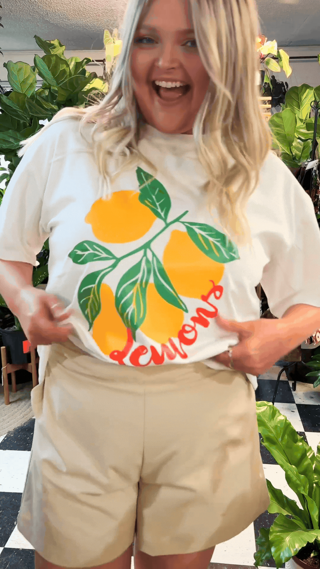 Lemons on White Tee Shirt