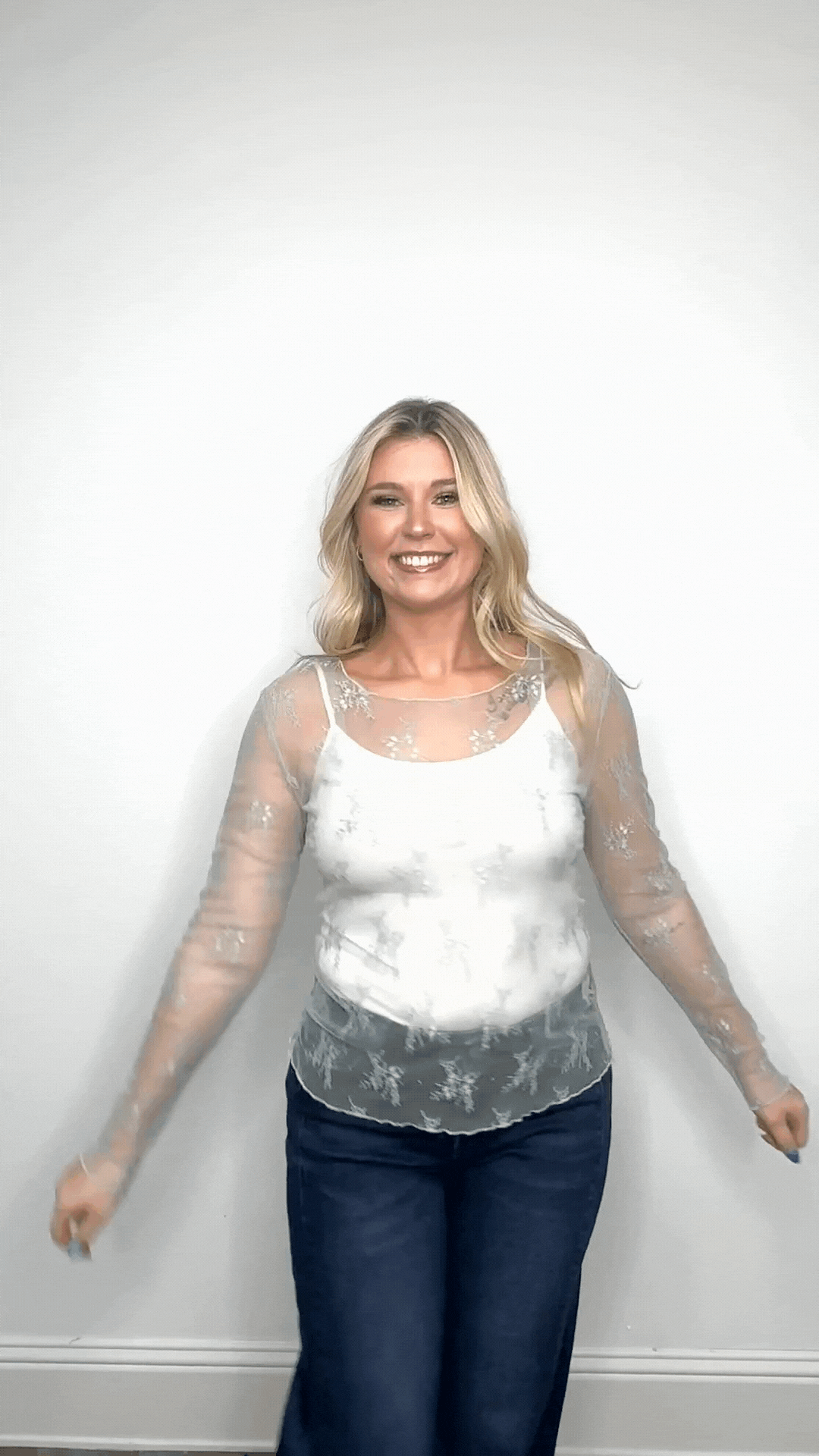 Lace Long-sleeve Top, Sage