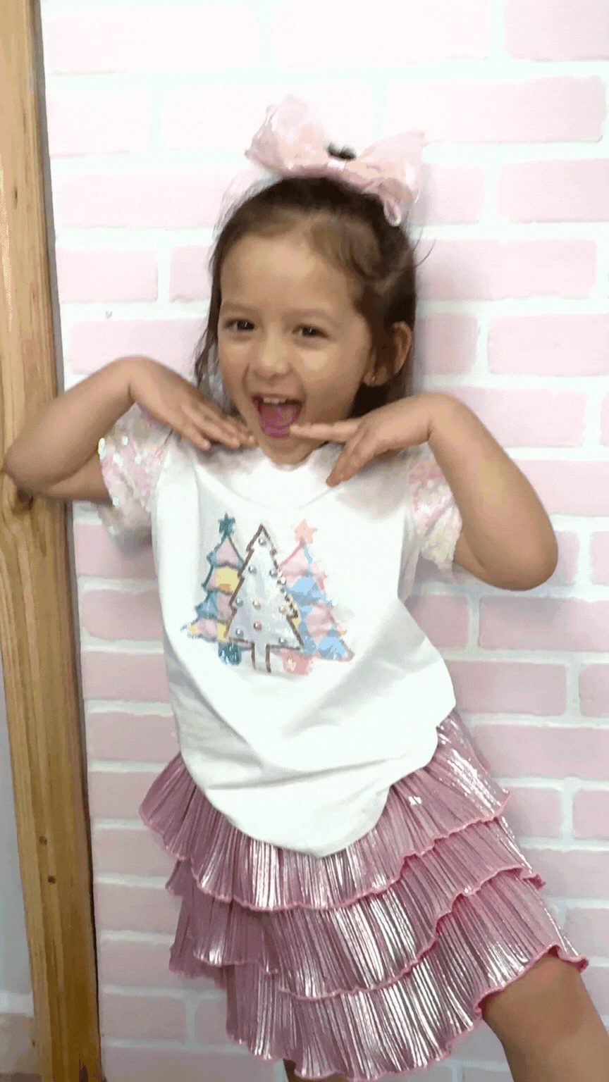 Girls' Festive Forest on Princess Top, White