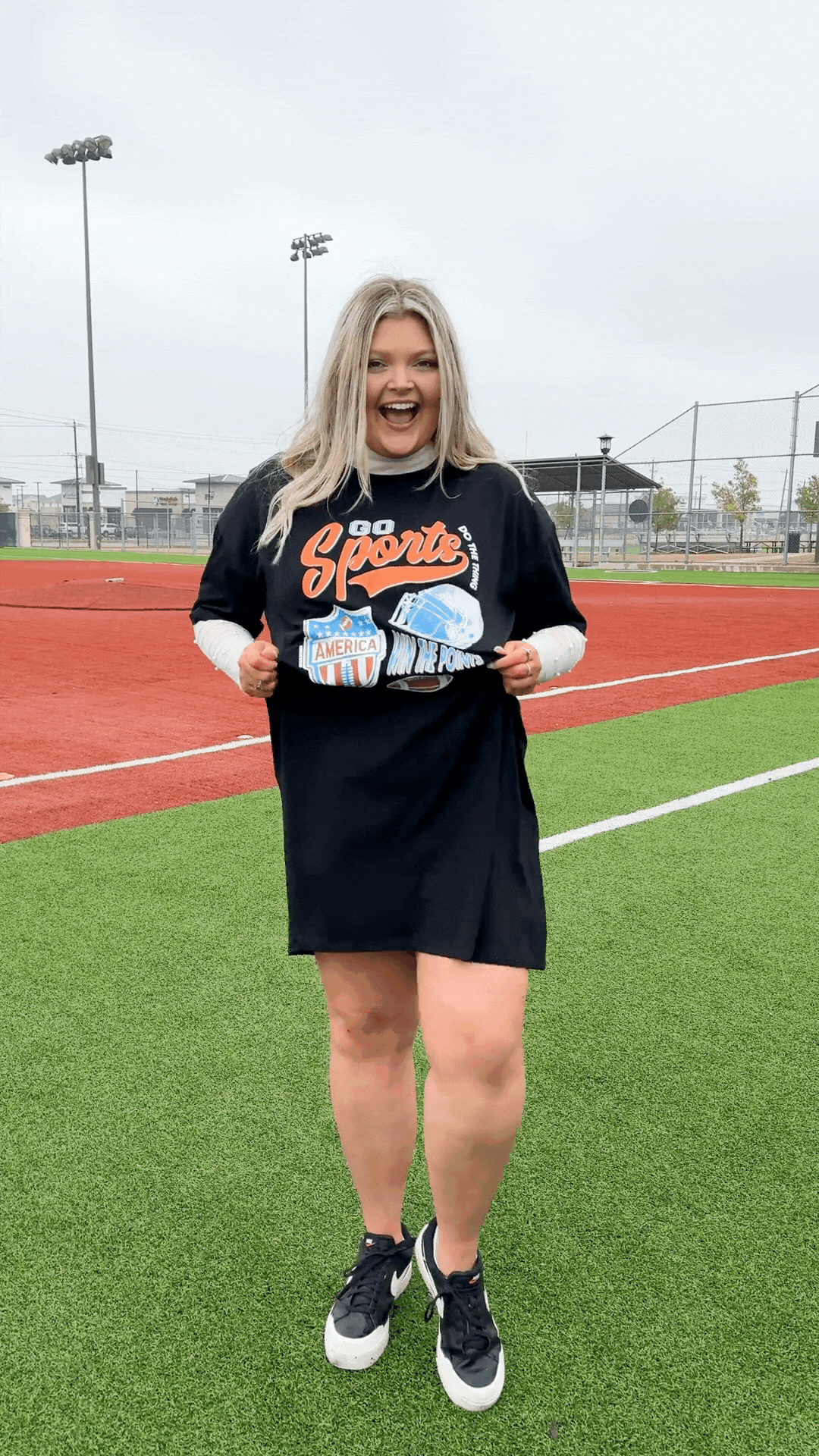 Go Sports Glitter On Black T-Shirt Dress