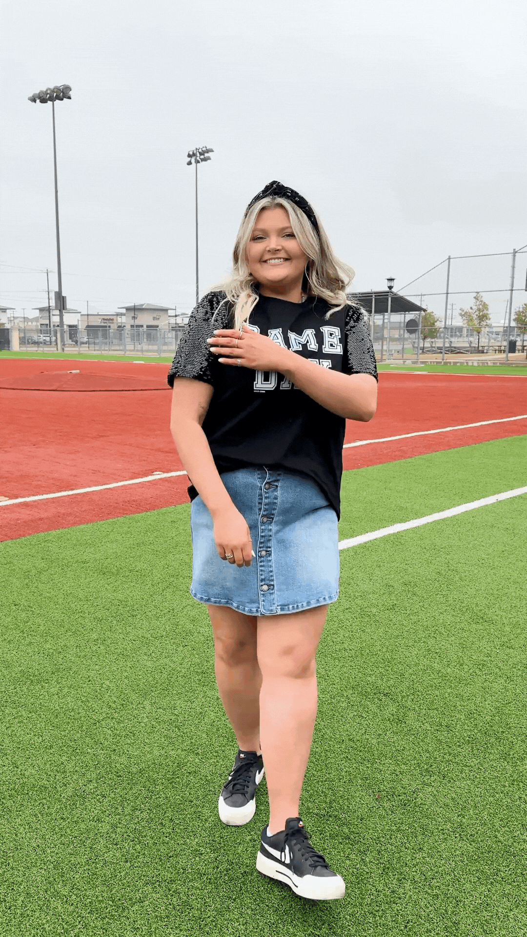 Gameday Silver Glitter on Princess Top, Black