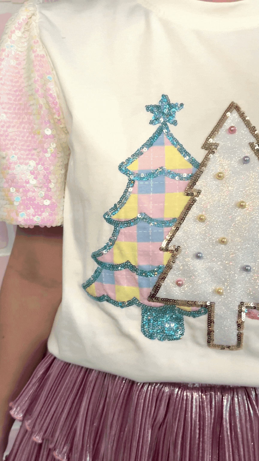 Festive Forest on Princess Top, White