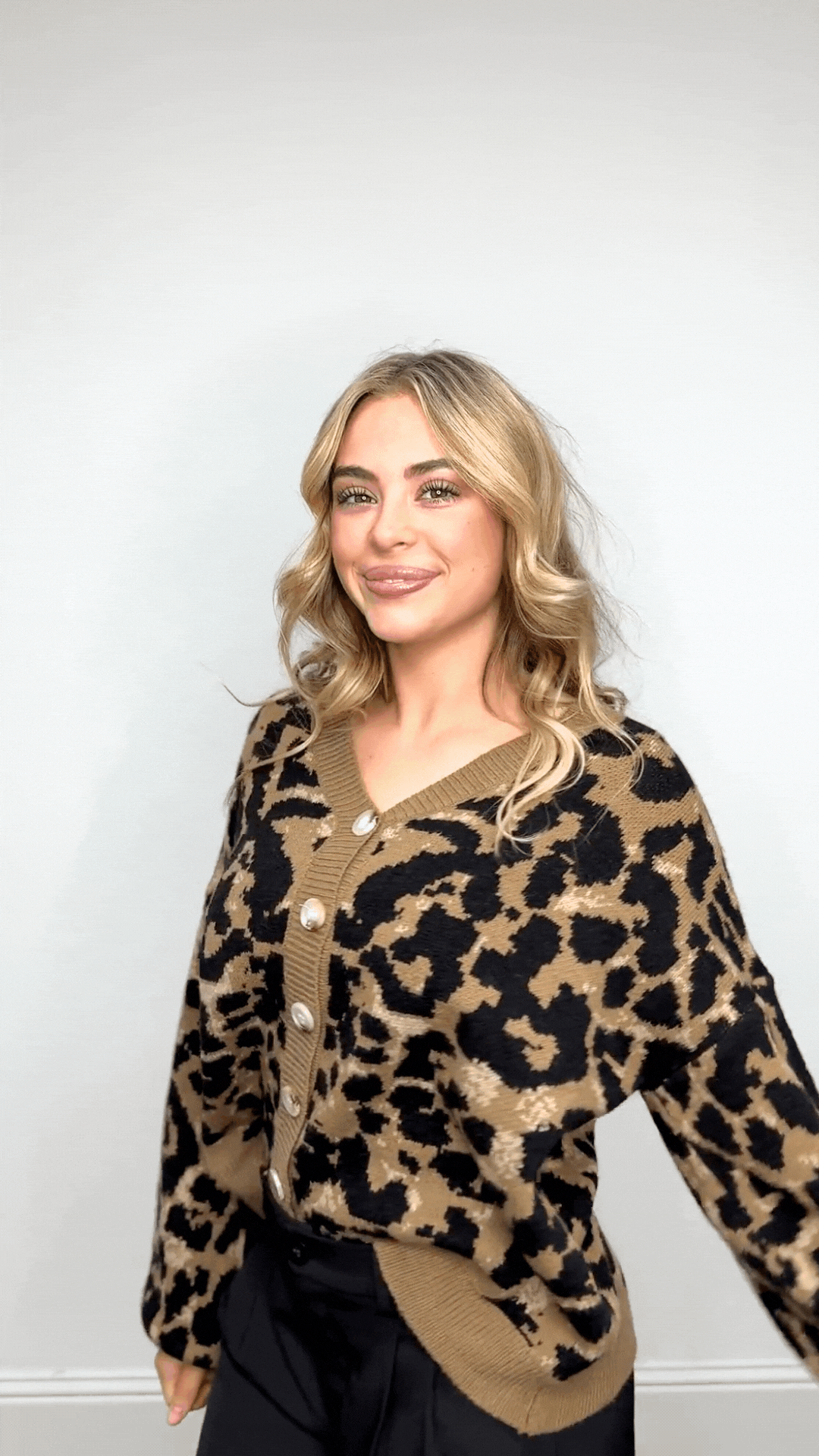 Cropped Cardigan Sweater, Leopard