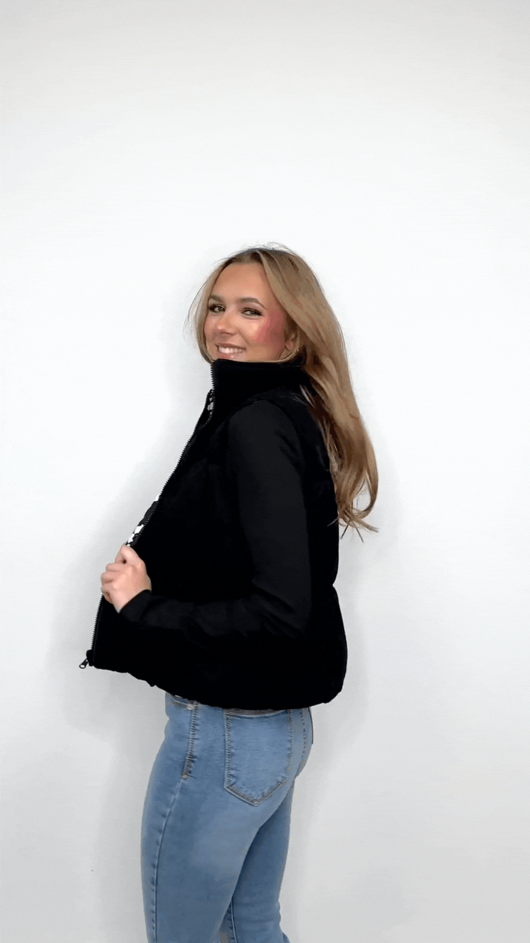 The Gillian Reversible Black and Floral Puffer Vest