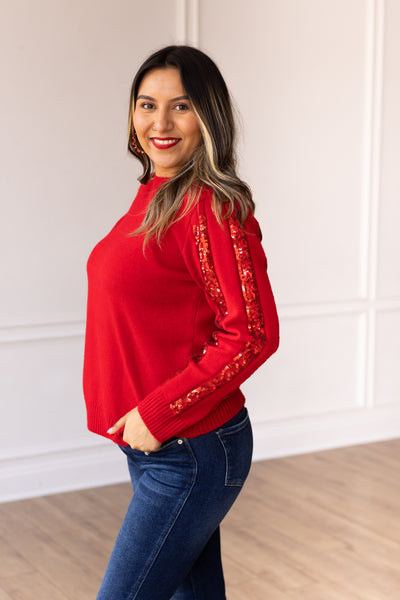 Garnet Glam Sequined Sweater