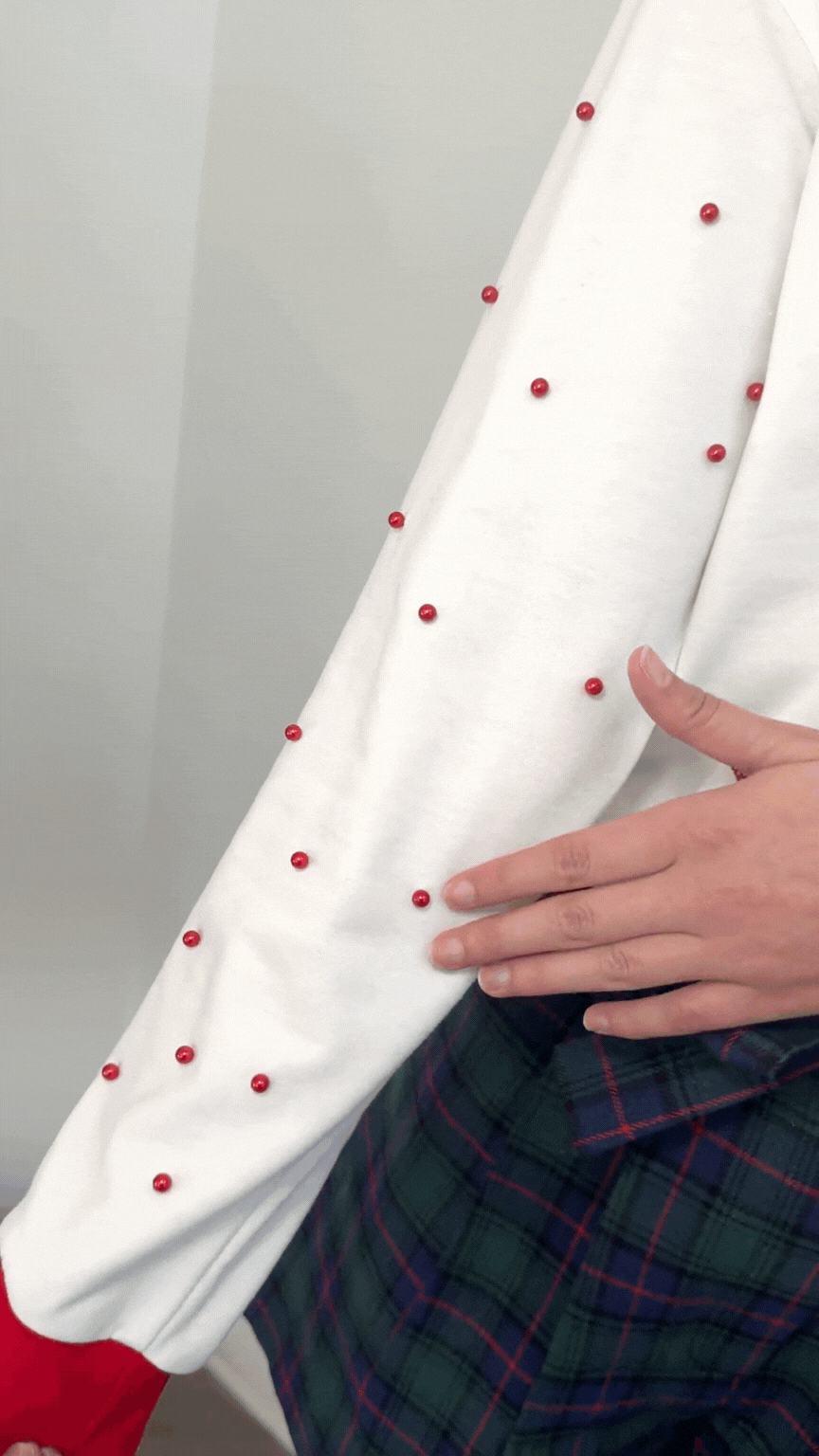 Plaid Tree Patch on Ivory Long-Sleeve Shirt