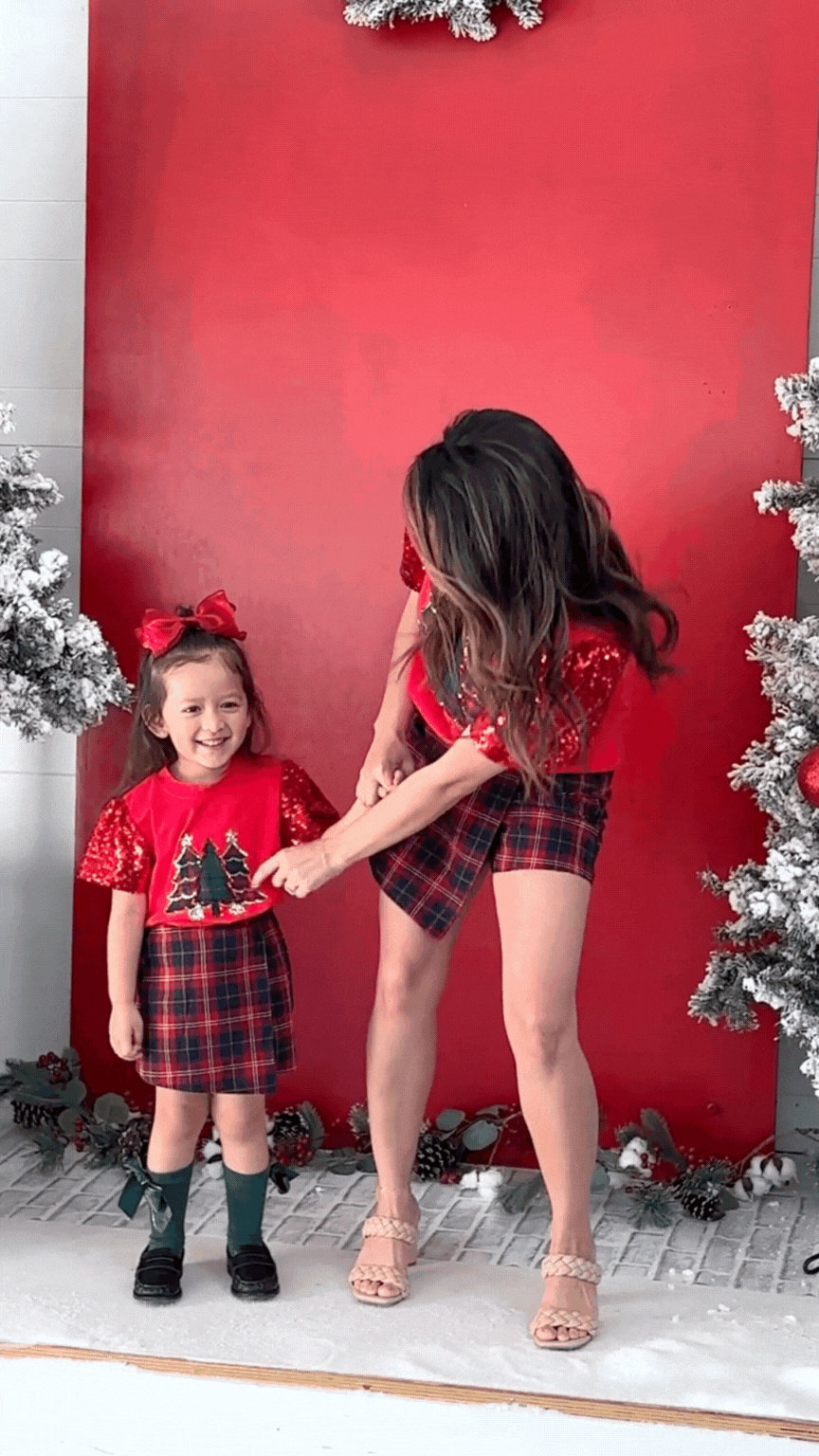 Festive Forest on Princess Top, Red