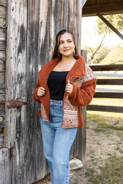 Tan Sherpa With Aztec Details