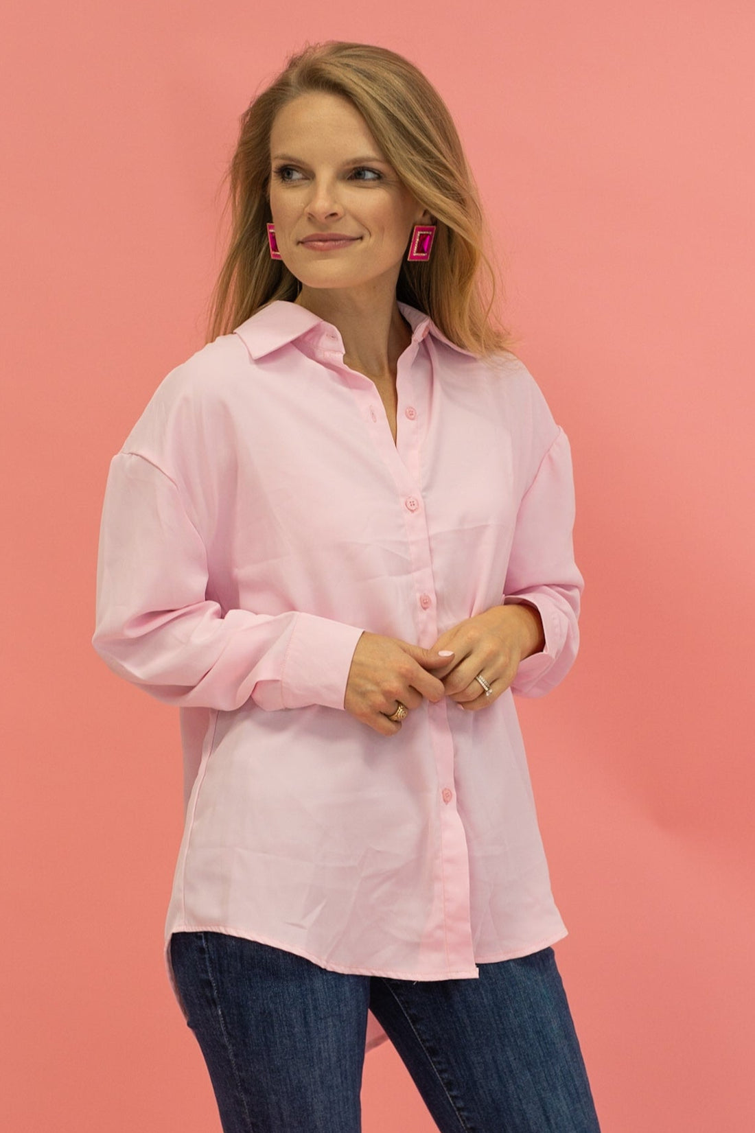 Kathryn Classic Button-Up, Light Pink