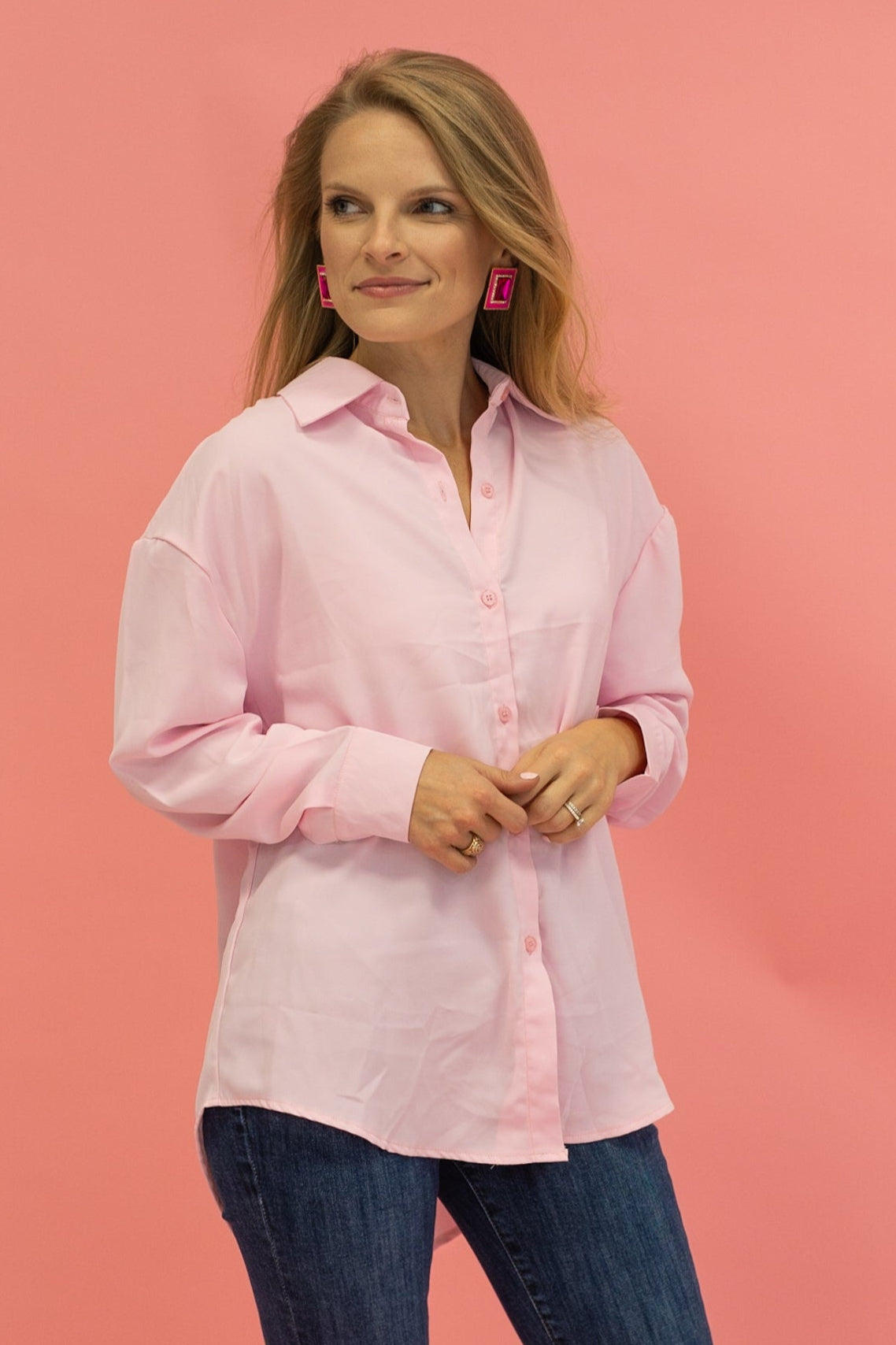 Kathryn Classic Button-Up, Light Pink