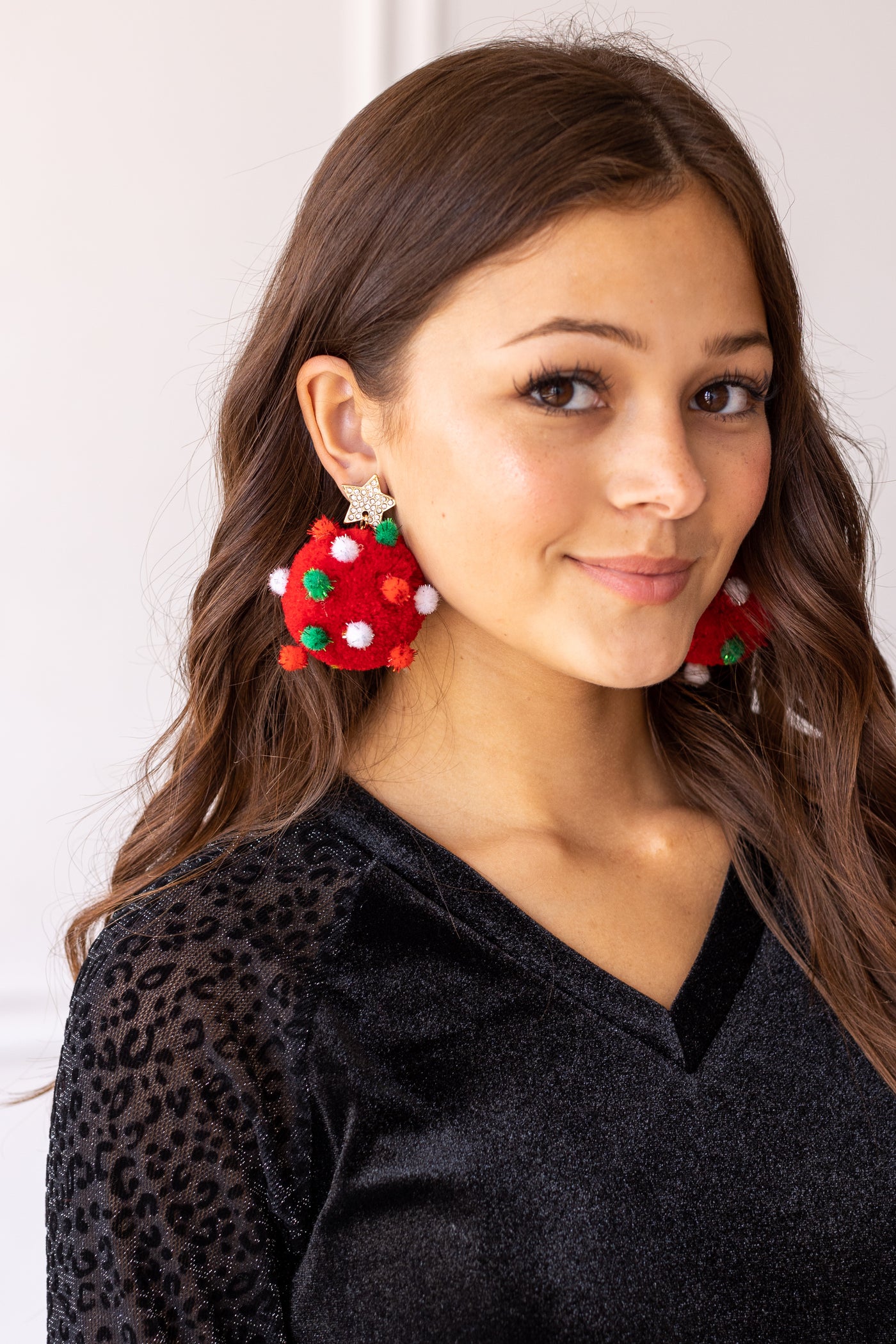 Let It Snow Red Pom Pom Earrings