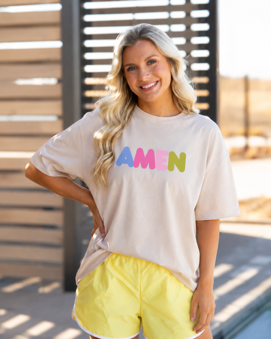 Amen on Beige Relaxed Fit Tee