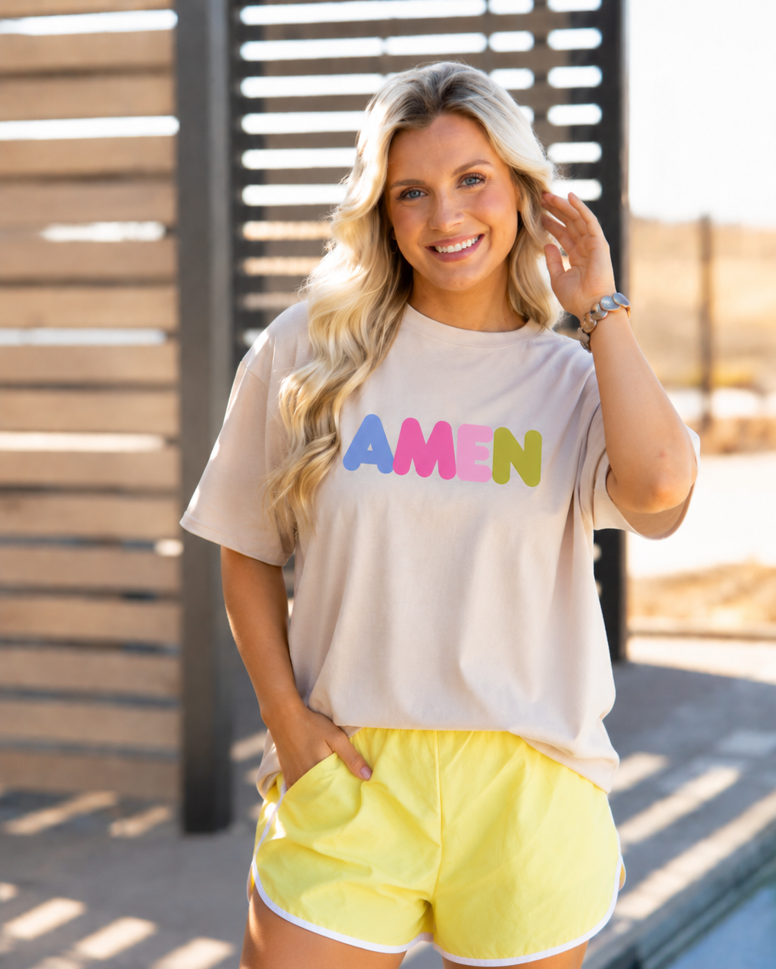 Amen on Beige Relaxed Fit Tee