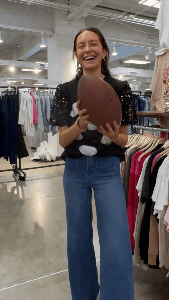 Glitter Football on Princess Top, Black