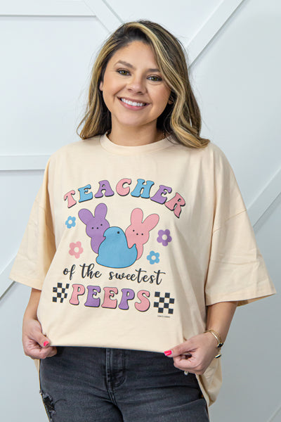 Teachers of the sweetest peeps on  Oversized Tee, Beige