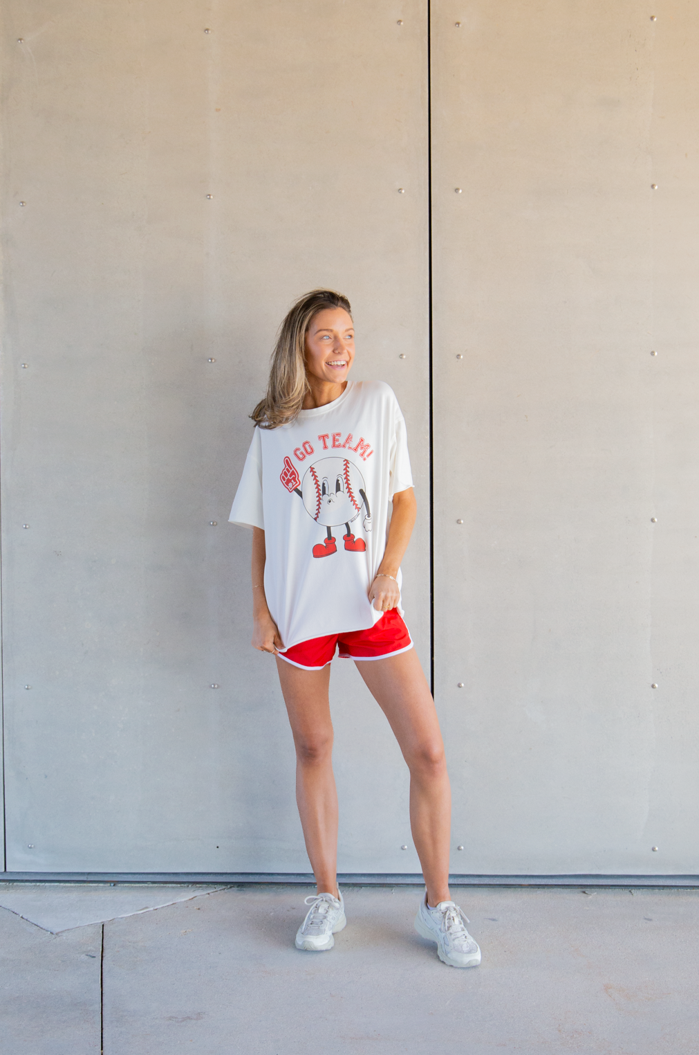 Go Team on White Boxy Tee