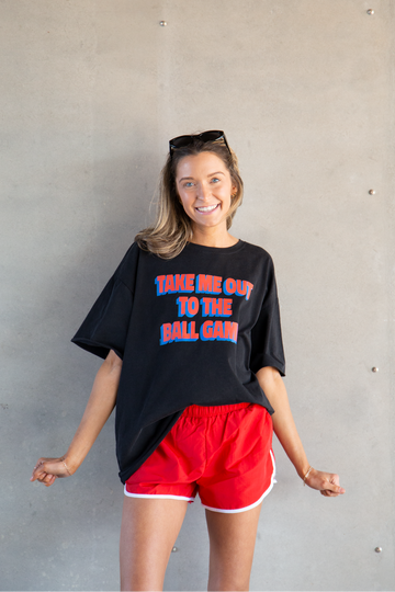 Take Me Out on Black Boxy Tee