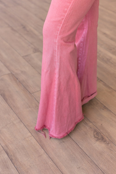 The Stacey Pink Denim Bell Bottoms