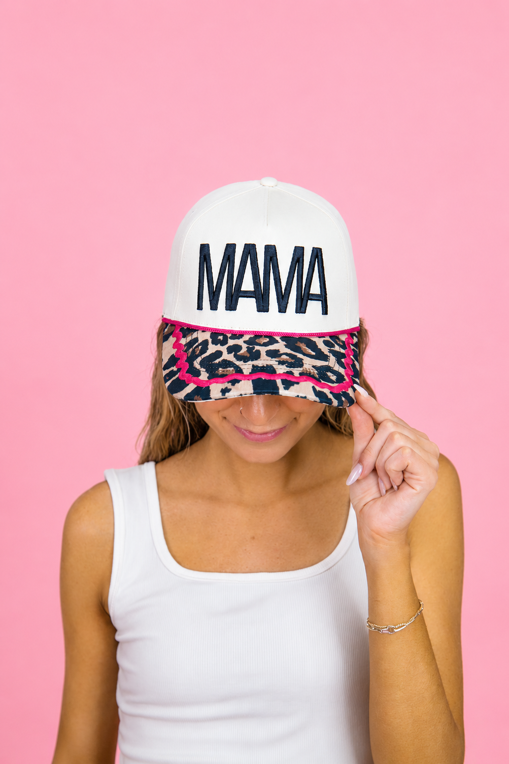 "MAMA" on Tan Cap with Patch Work