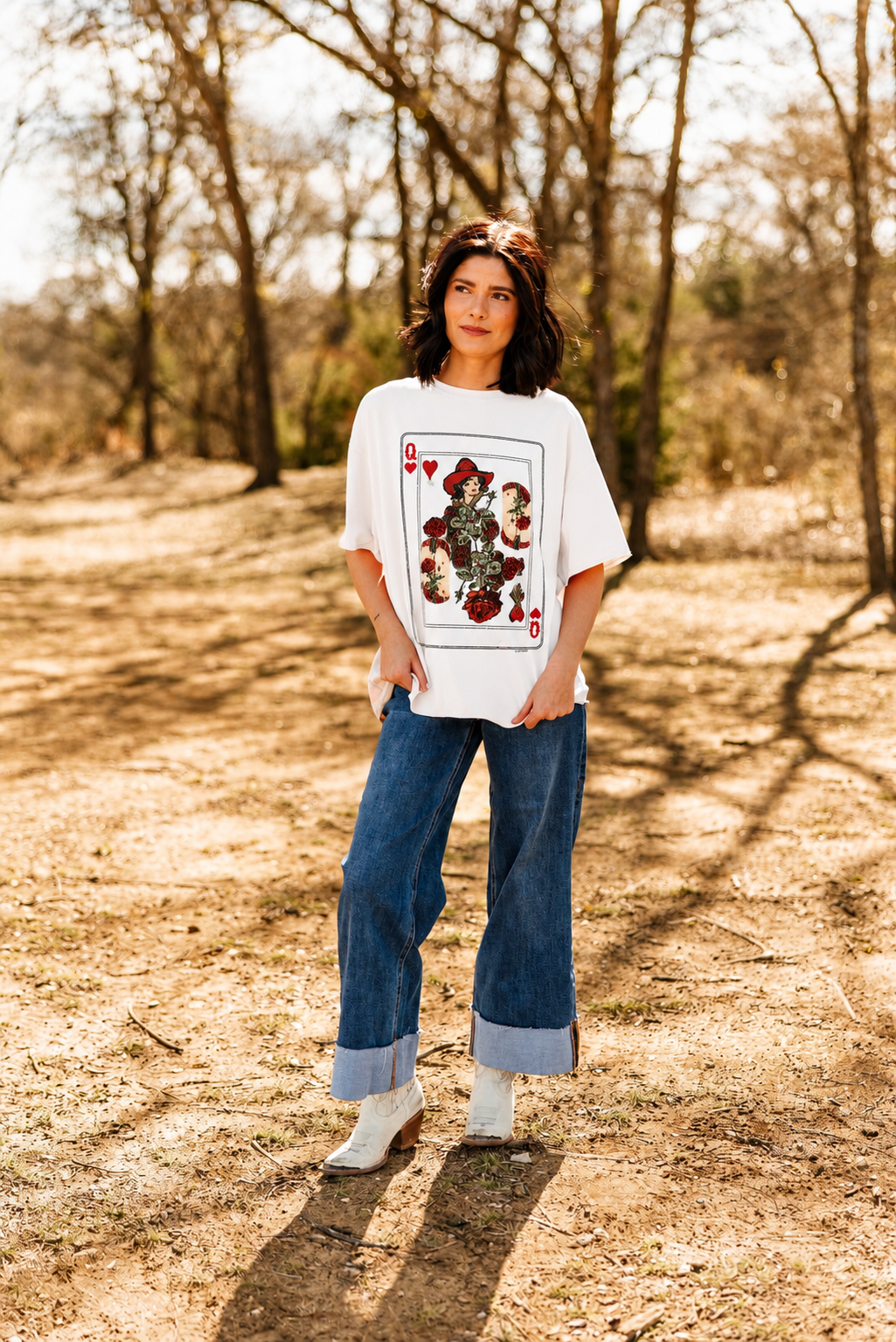 Queen of Hearts on White Tee Shirt