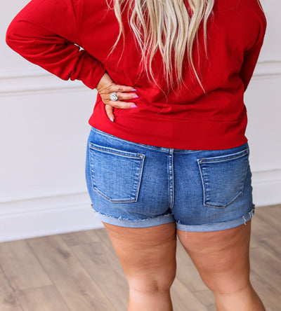 The Daisy Medium Wash Cuffed Shorts