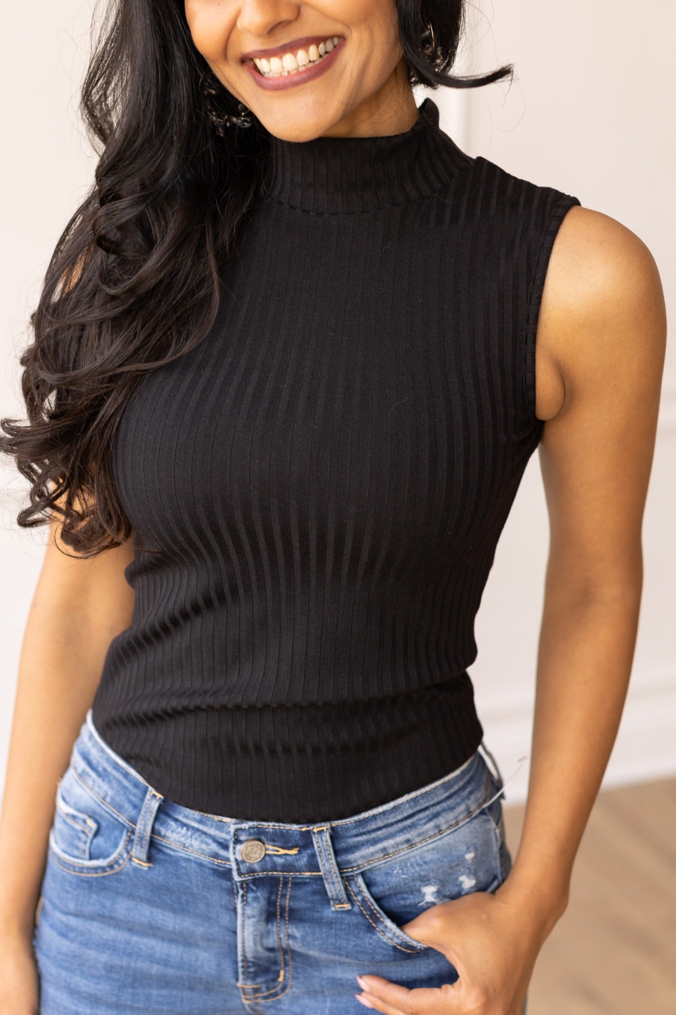 The Portia Sleeveless Turtleneck, Black