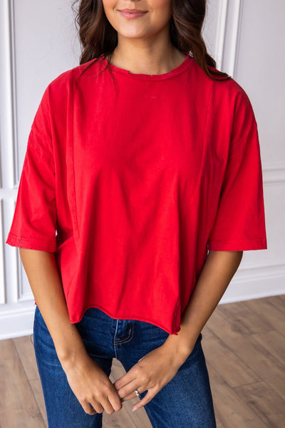 Red Boxy Crop Top