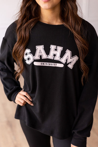 Stay At Home Mom University on Black Crewneck