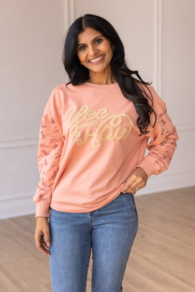 Yee Haw Blush Pink Pullover