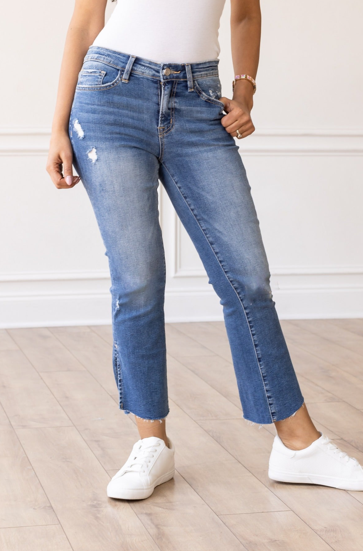 The Maya Mid Wash Slit Jeans