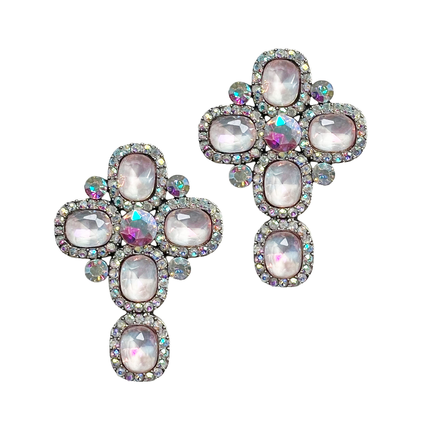 Opulent Crystal Cross Studs