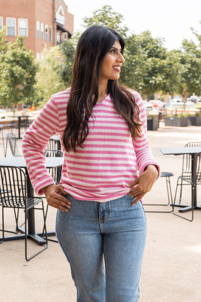 Pretty Idea Pink Stripe Pullover Sweater