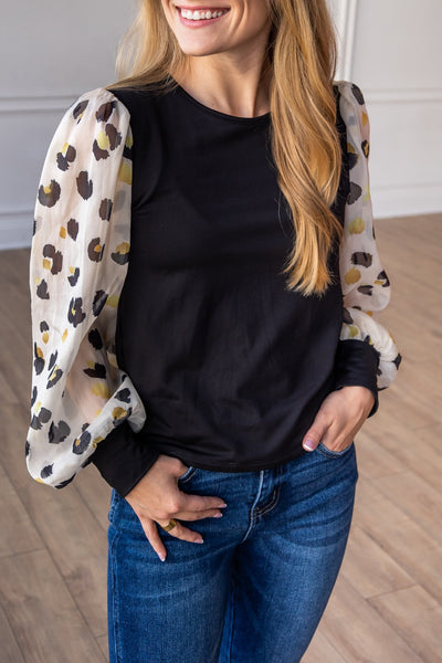 Leopard Dream Balloon Sleeve Top