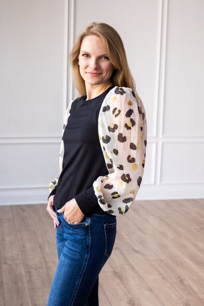 Leopard Dream Balloon Sleeve Top