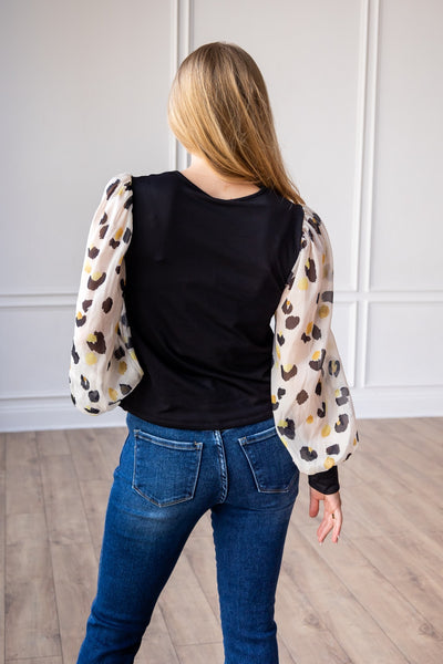 Leopard Dream Balloon Sleeve Top