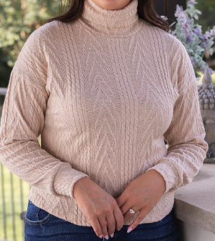 Beige Turtle Neck Knit Sweater