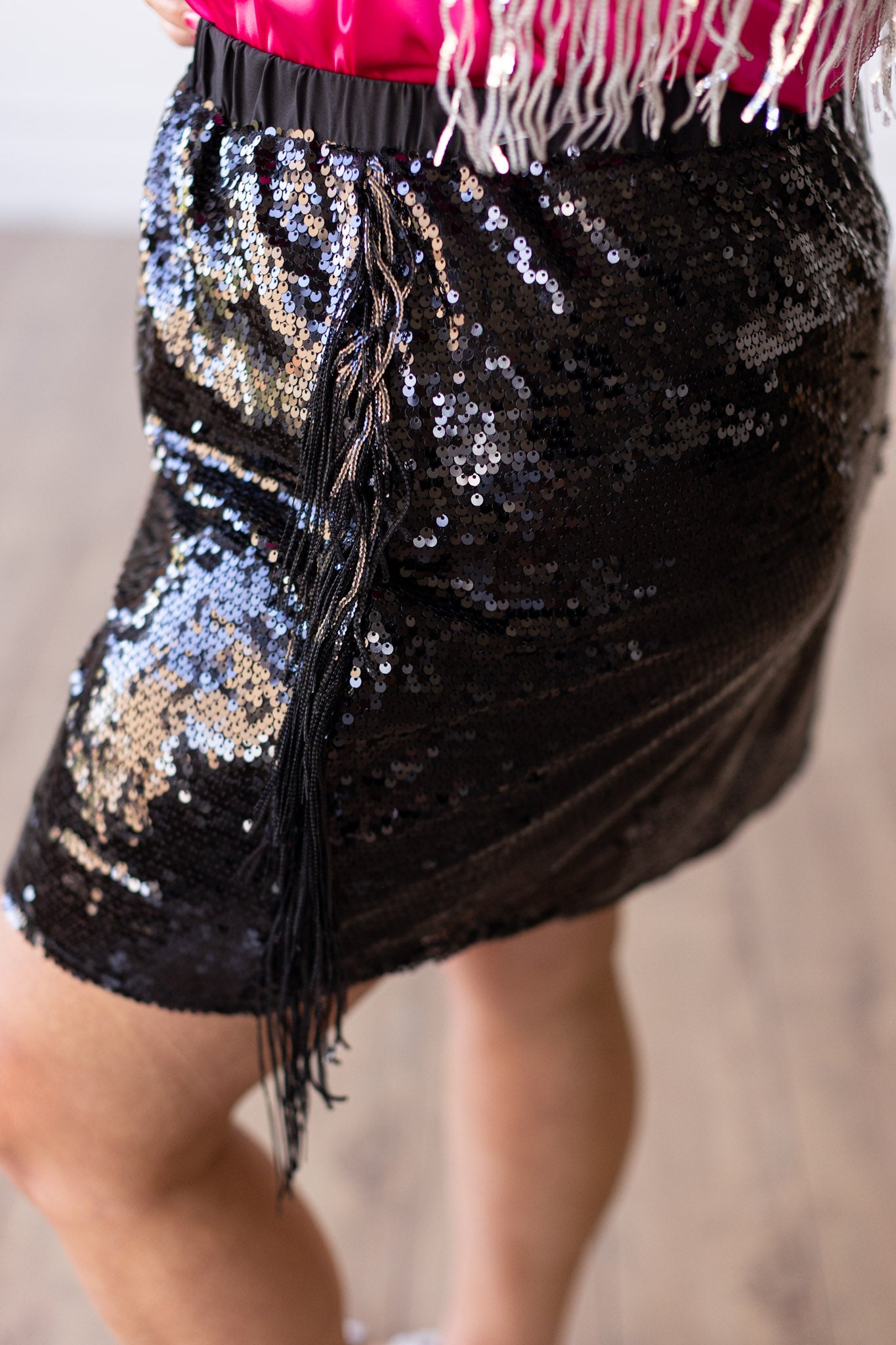 Known to Flaunt It Fringe Skirt, Black