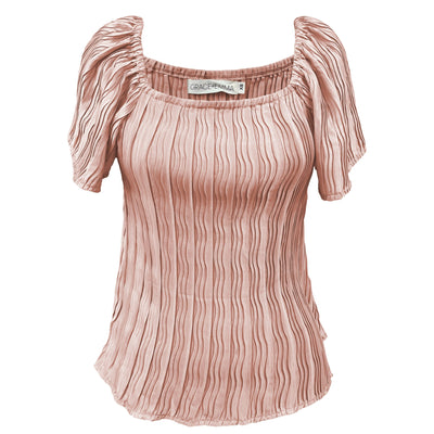 Lustrous Elegance Rose Gold Silk Top