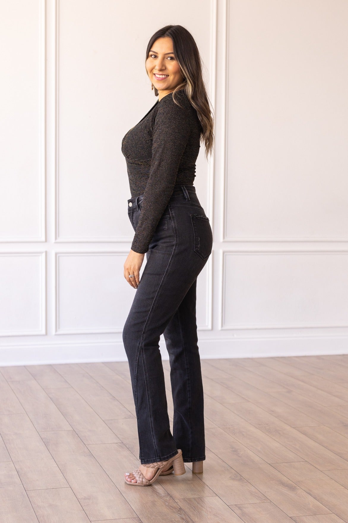 The Naomi Black Split Hem Skinny Jeans