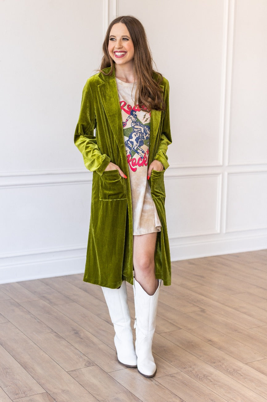 Hard Candy Velvet Jacket in Green