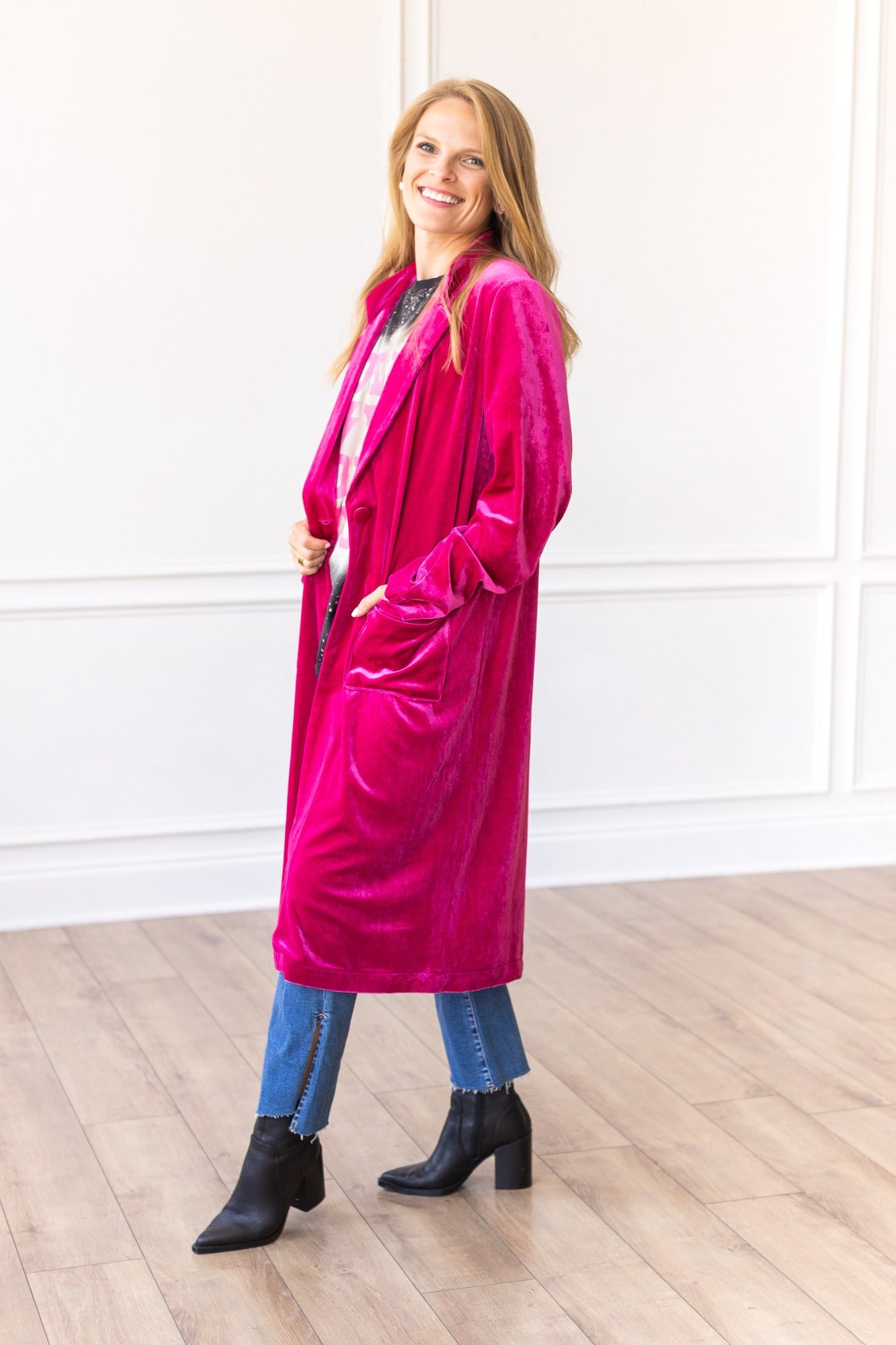 Hard Candy Velvet Jacket in Hot Pink