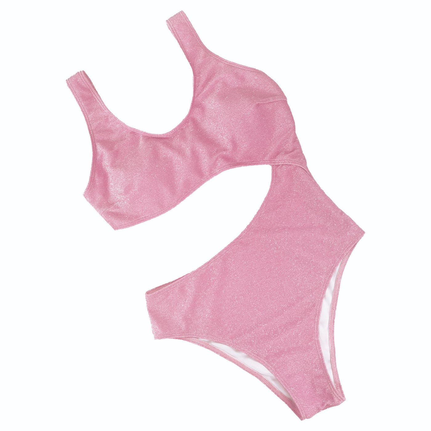 Pink Shimmer Side Cut One Piece Swim