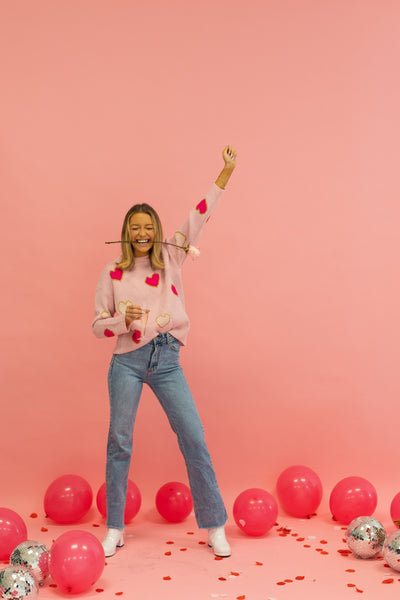 Love Is In The Air Pink Heart Sweater