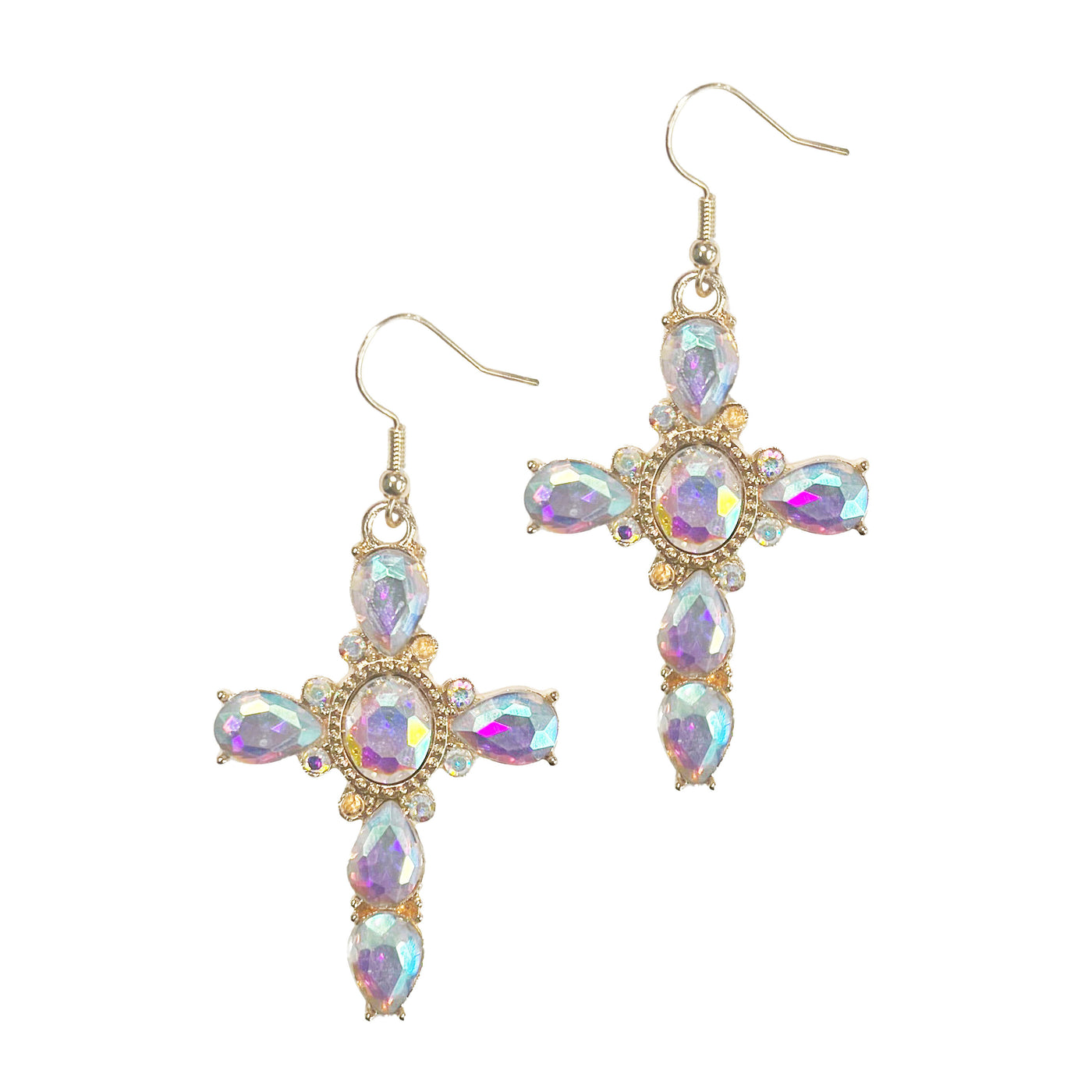 AB Crystal Cross Earrings