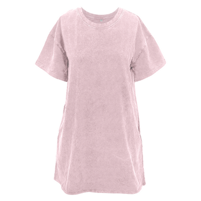 The Kiki Pink Wash Tee Shirt Dress With Pockets