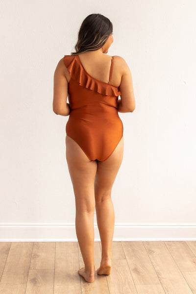 The Serena Rust Off The Shoulder Swim