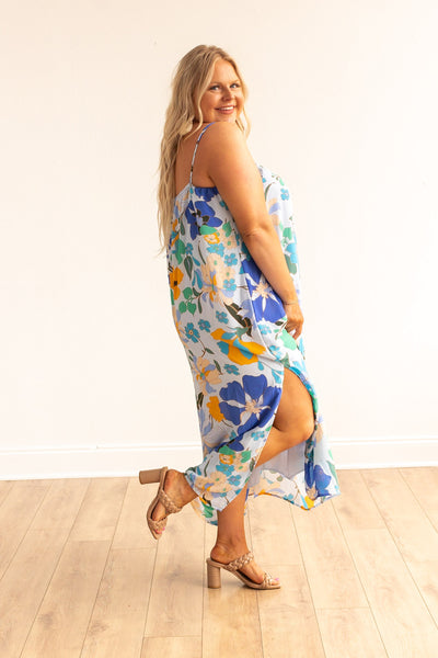 Blue Tropical Maxi Dress